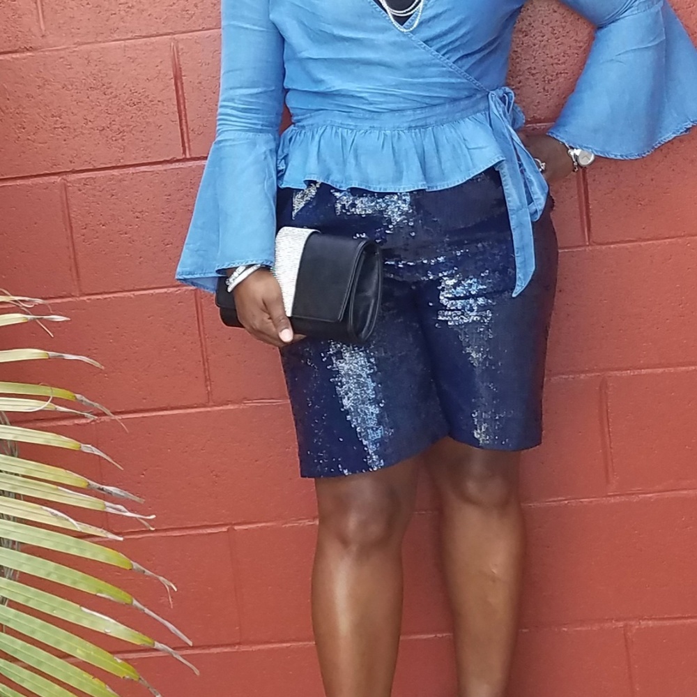 Tibi Sequins White shorts